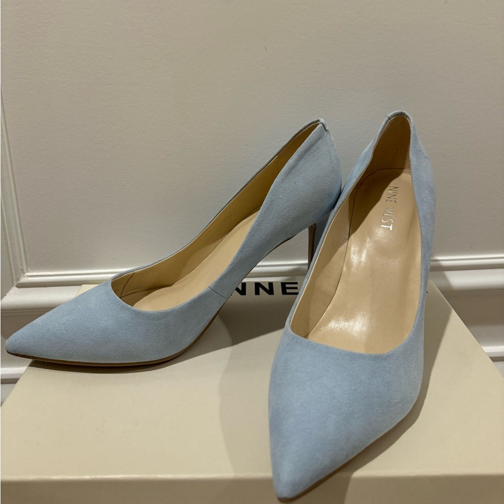 Nine West Light Blue Suede Heel Pointed Toe